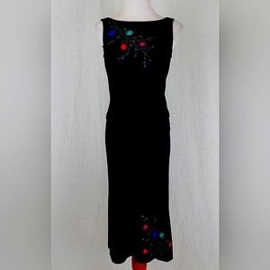 Vintage Adrianna Papell Beaded Viscose Backless Dress set 4 Ensemble 1999 Y2k
